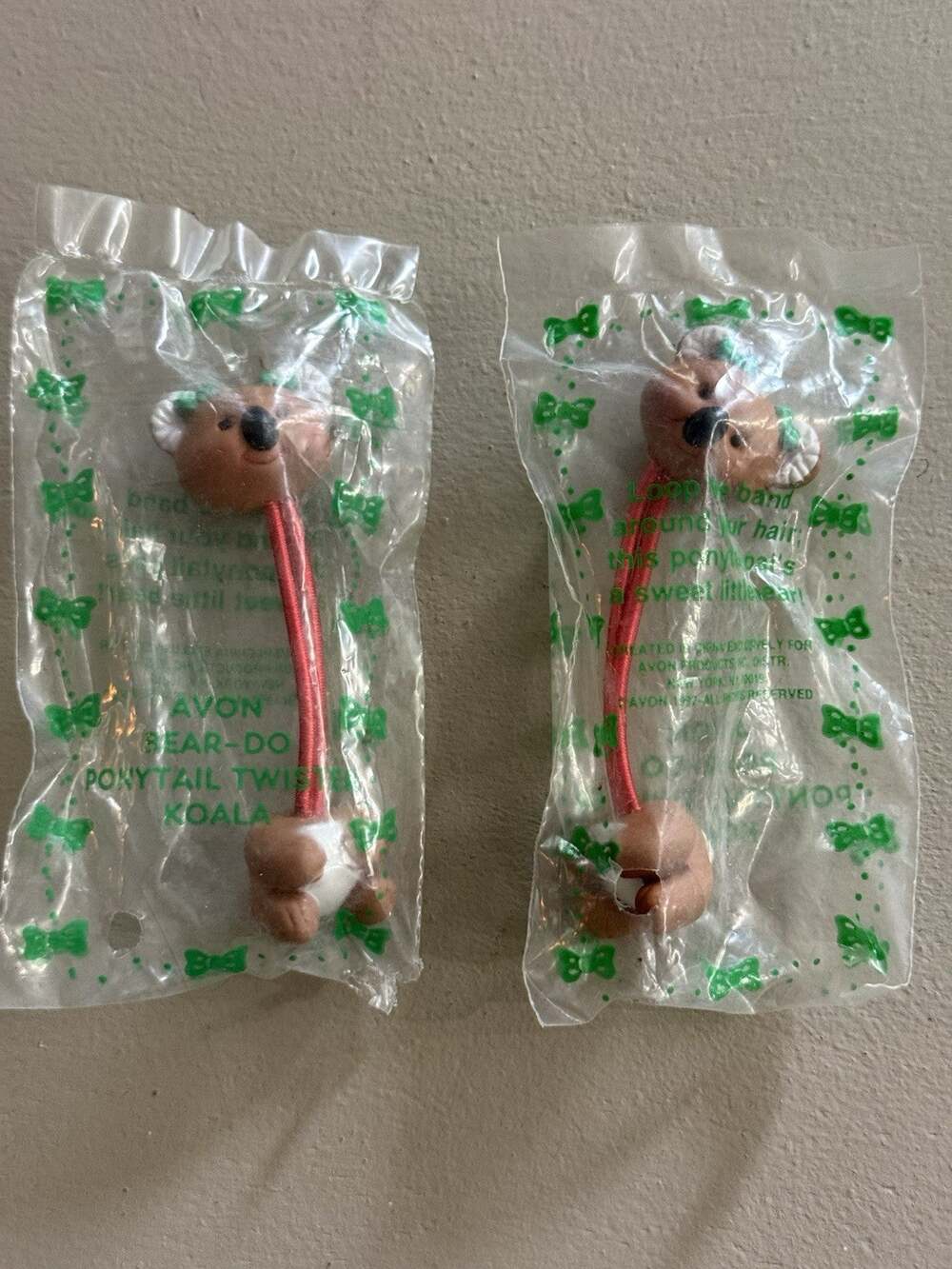 Vintage 90s New Avon Koala Ponytail Twisters Hair Elastic Bear Charm